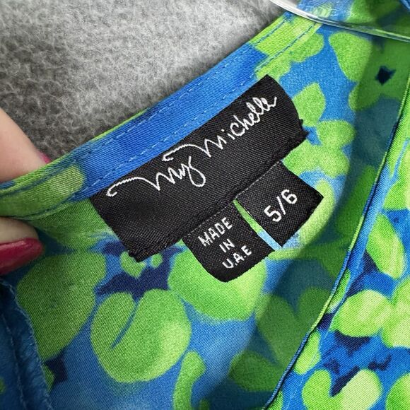 Vintage 90s Y2K My Michelle Maxi Dress Womens 5/6 Floral Sleeveless Blue Green - Picture 3 of 6